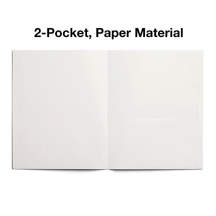 Staples Smooth 2-Pocket Paper Folder, White, 25/Box (27537-CC