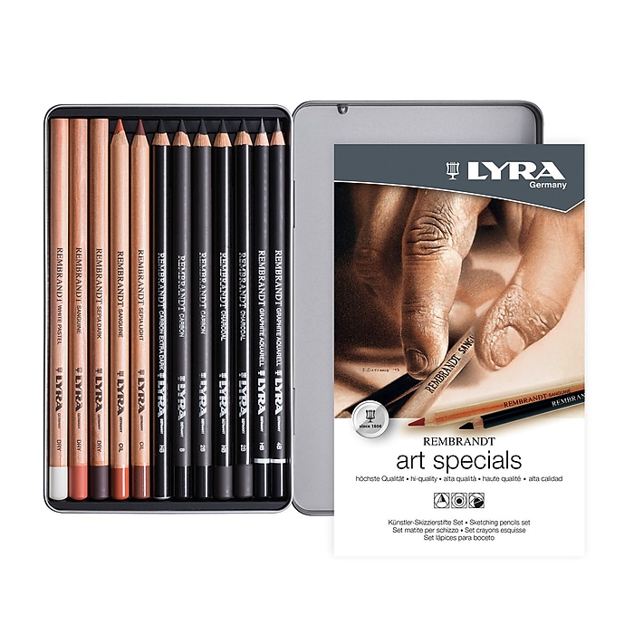 Lyra Rembrandt Art Special Graphite Set Tin, Assorted Colors, 12