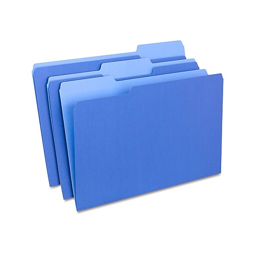 Staples File Folders, 1/3Cut Tab, Legal Size, Blue, 100/Bo (ST224568
