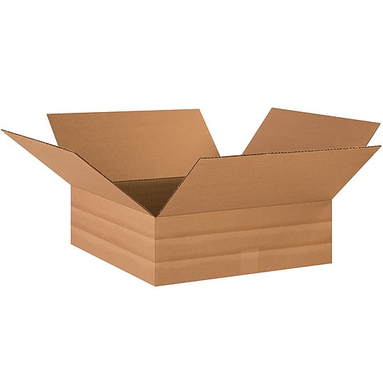 Staples Multi‑Depth Corrugated Boxes, 18” x 18” x 6”, Adjustable Kraft Cartons for Packing, Shipping & Storage — Pack of 20~#|#~92EDEB17-562C-46B4-9AB2ADB50497333D_sc7