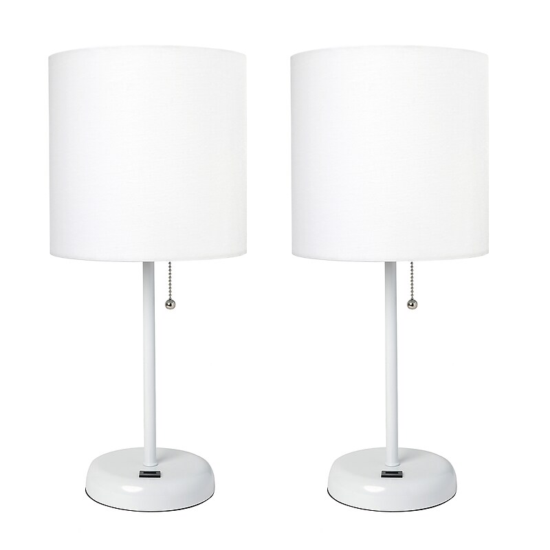 Creekwood Home Oslo 19.5" LED Table Lamp with USB Port, White, 2/Set (CWT-2011-WO-2PK) image 1