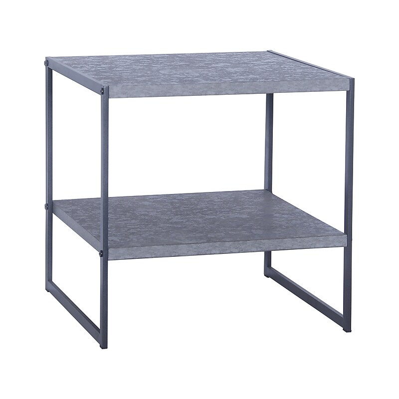 Household Essentials Jamestown 19.8"W x 19.8"D Laminate Side/End Table, Rustic Slate Concrete/Black (8098-1) image 1