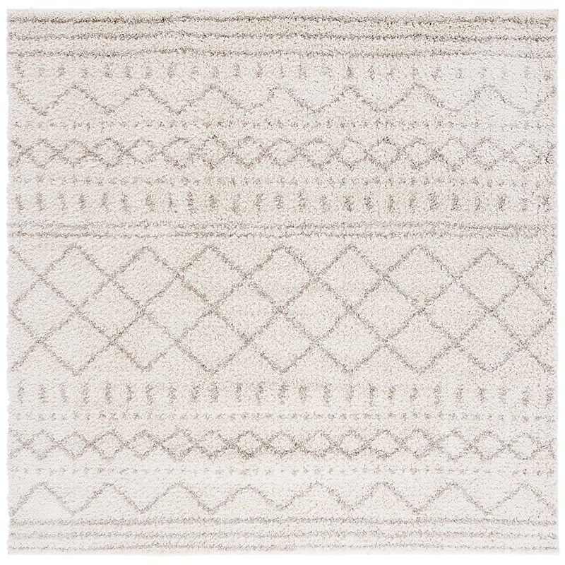 Safavieh Arizona Shag Collection 8' x 8' Square Area Rug, Machine Made, Ivory/Beige (ASG741A-8SQ) image 1