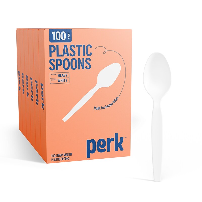 Perk™ Polystyrene Spoon, Heavy-Weight, White, 1000/Carton (PK56405CT) image 1
