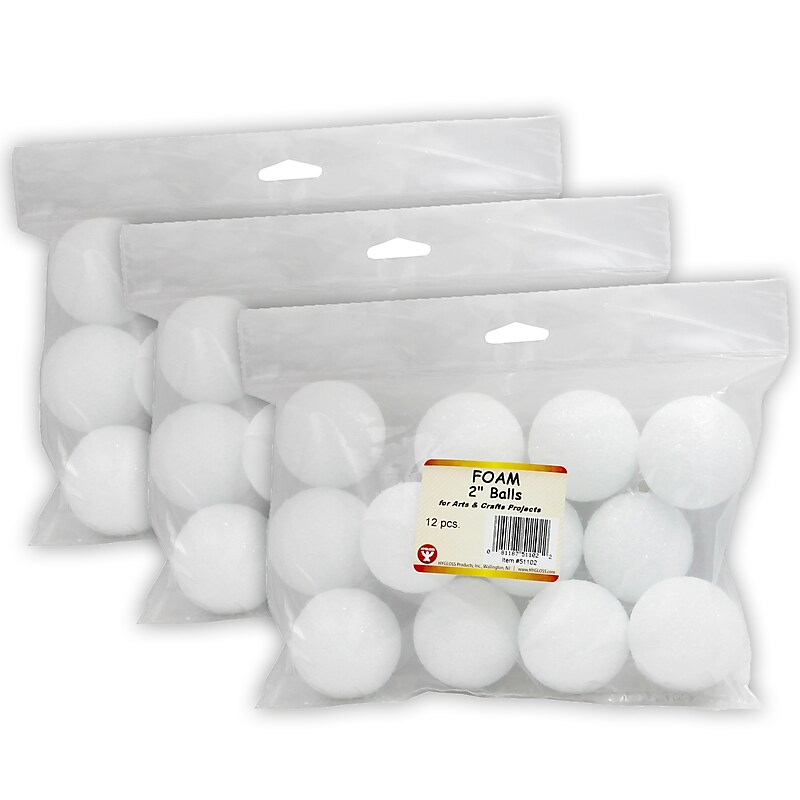 Hygloss Craft Foam Balls, 2 Inch, 12/Pack, 3 Packs (HYG51102-3) image 1