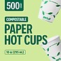 Perk™ Eco Compostable Paper Hot Cup, 10 Oz., White/Green, 500/Carton (PK56223CT)~#|#~931D9420-842E-4800-84D0617B4531D306_sc7