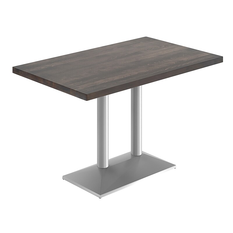Flash Furniture Bennett Wooden Commercial Indoor Table, 48" x 30", Dark Brown Top/Silver Base (GSF3048DBTB002S) image 1