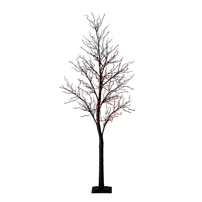 Nearly Natural Pre-Lit Halloween Deluxe Black Twig Artificial Tree, 7' (T5171) image 1