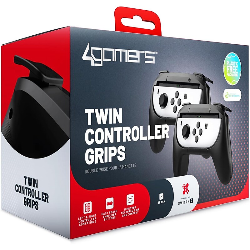 4Gamers Twin Controller Grips, Switch 2 Compatible, Black (S2-JG2-4G) image 1