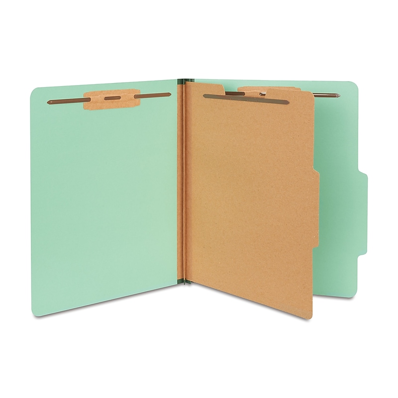 Staples® 60% Recycled Pressboard Classification Folder, 1-Dividers, 2" Expansion, Letter Size, Green, 5/Pack (535690/TR535690) image 1