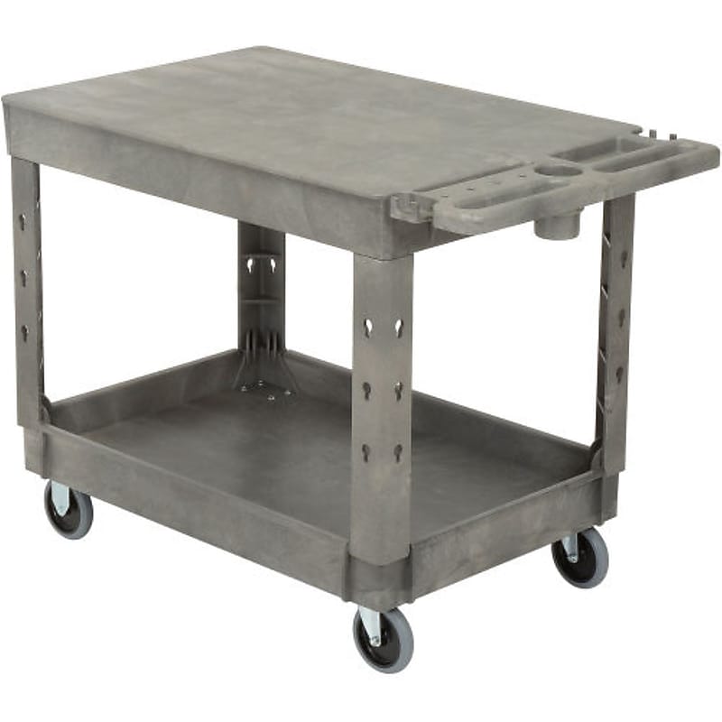 Nahanco 2-Shelf Plastic/Poly Mobile Utility Cart with Lockable Wheels, Gray (RUB452500) image 1