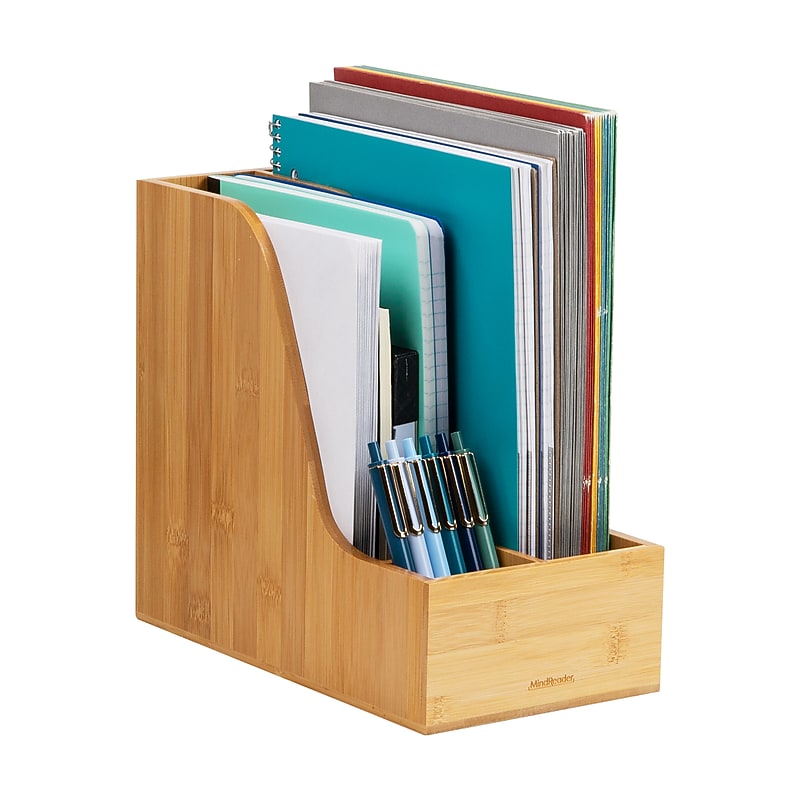 Mind Reader 3-Compartment Desk Organizer, Brown (BMAG-BRN) image 1