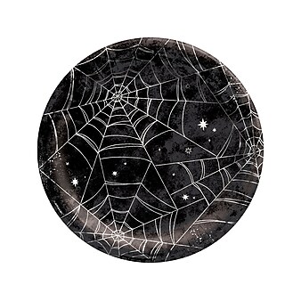 Amscan Spiderweb Night Halloween Dinner Plate, Black/White, 20/Pack, 2 Packs/Carton (722769)