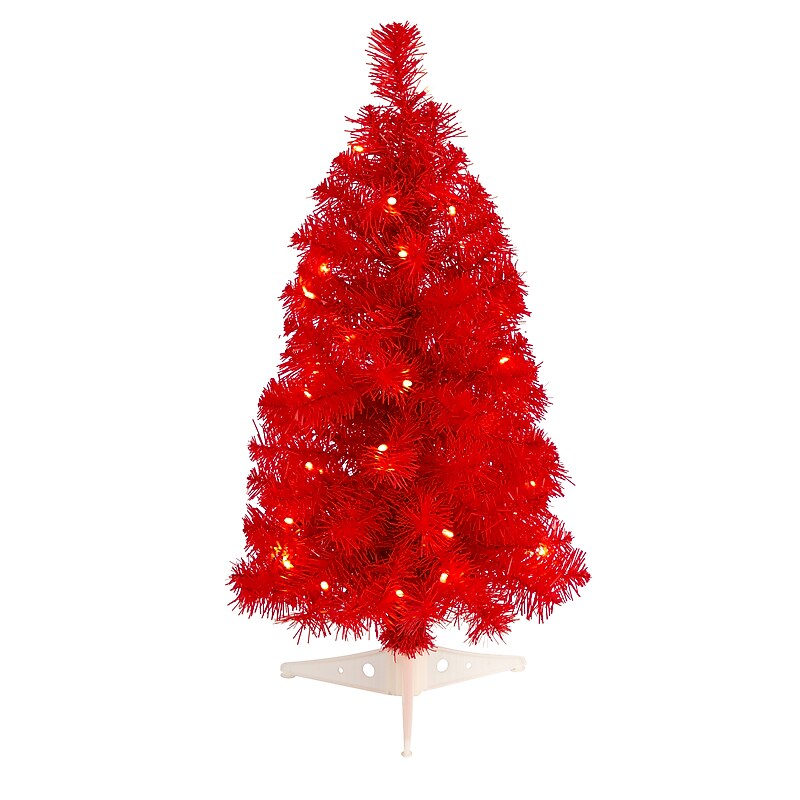 Nearly Natural Red Artificial Christmas Tree, 2' (T3302) image 1
