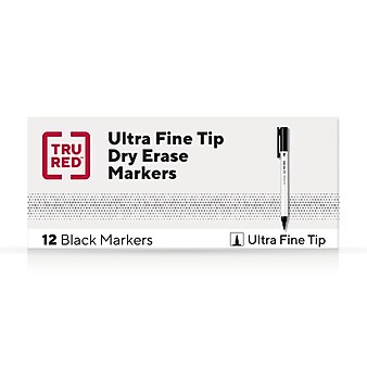 Tru Red Dry Erase Marker Pen-Style Extra-Fine Bullet Tip Black Dozen