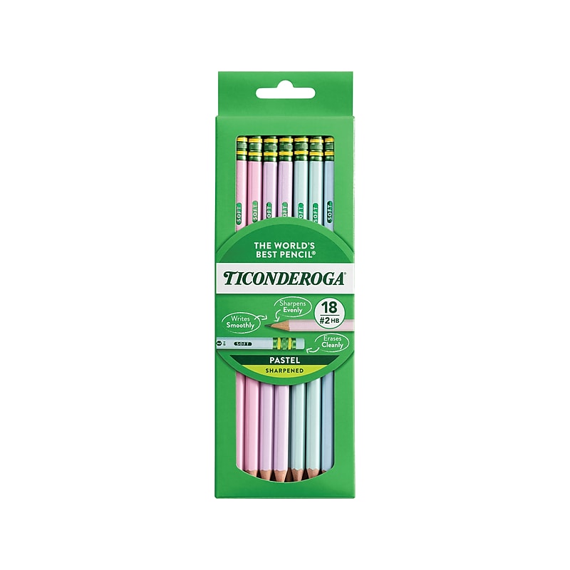 Ticonderoga Pre-Sharpened Wooden Pastel Pencils, 2.2mm, #2 Soft Lead, 18/Pack (X13718) image 1