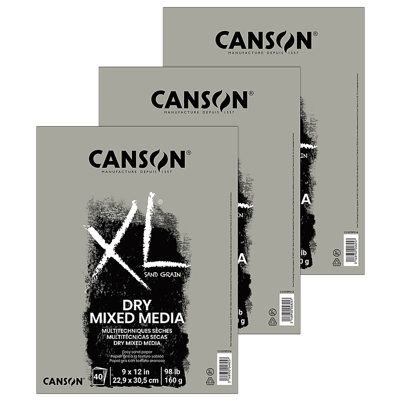 Canson XL Series 9" x 12" Mixed Media Sketch Pad, 10 Sheets/Pad, 3/Bundle (MCXC31078P014-3) image 1