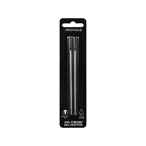 Merangue Fits Cross Ballpoint Pen Refill, Medium Point, Black Ink, 2