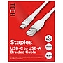 Staples TECH USB-C to USB-A Charging Cable, 6.5 ft., White, 2/Pack (ST62338-VB)~#|#~93832DD4-E412-4B2F-97DDE94C5DEB4E73_sc7
