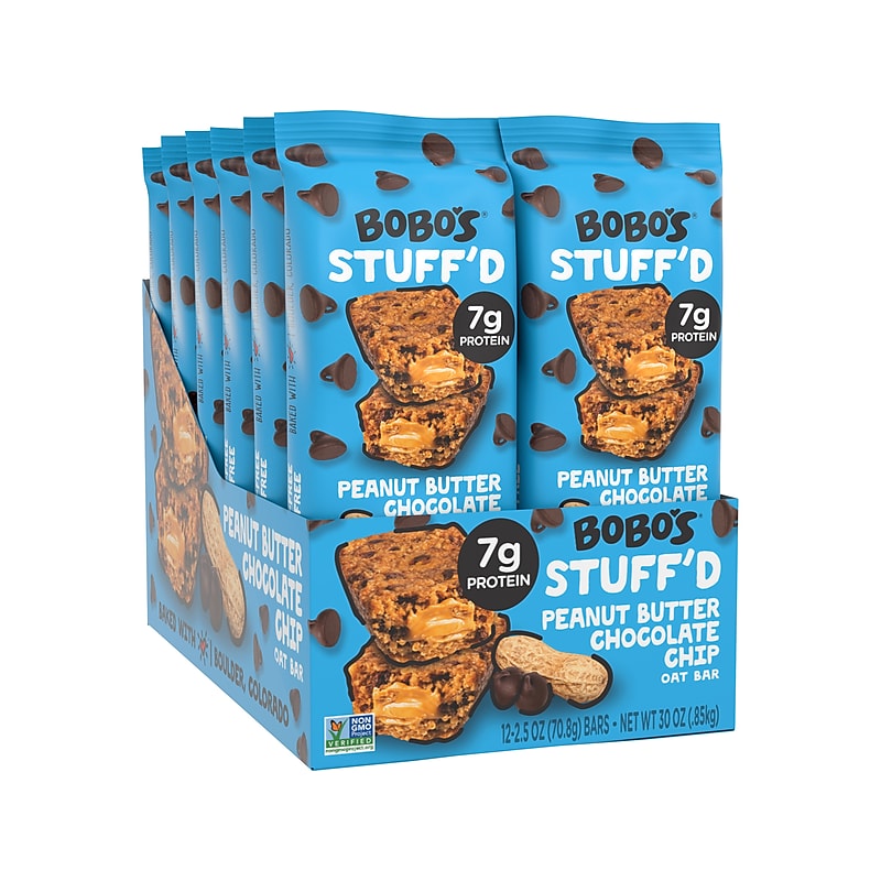Bobo's Stuff'd Gluten-Free Peanut Butter & Chocolate Chip Oat Bar, 2.5 oz., Dozen (131-D) image 1