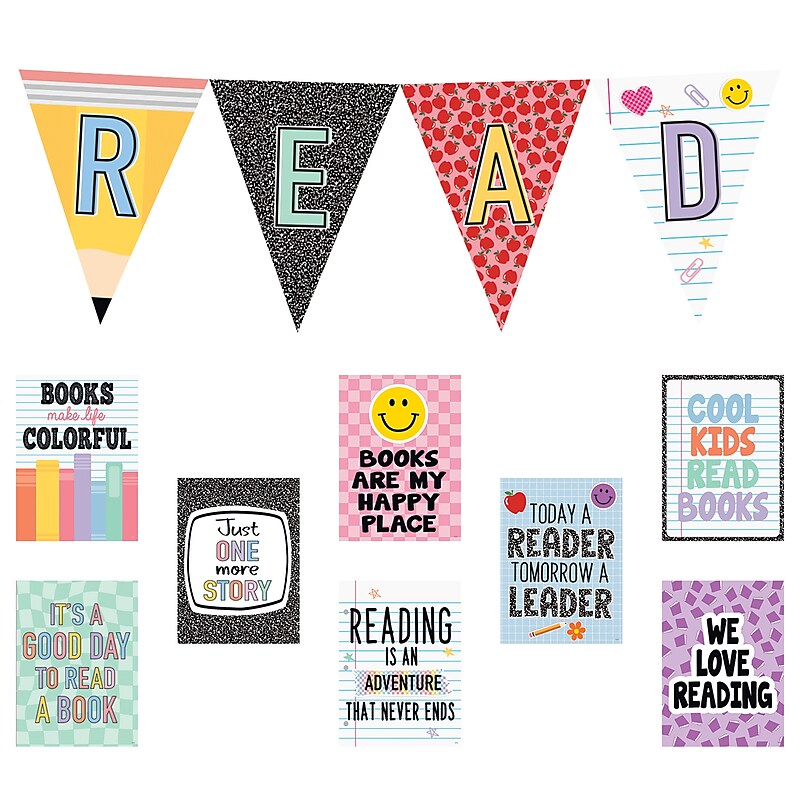Teacher Created Resources Cool for School Read Pennants Bulletin Board Set, 12/Set (TCR9302) image 1