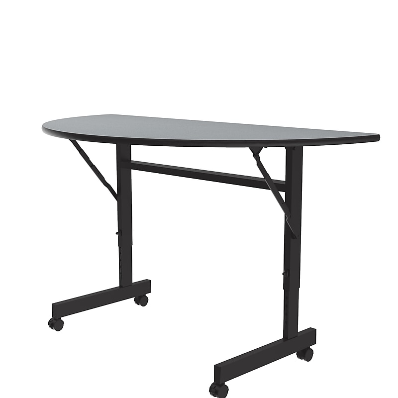 Correll Econoline 48"W x 24"D Adjustable Foldable Training Room Table, Laminate, With Wheels, Gray Granite (FTM2448TFHR15) image 1