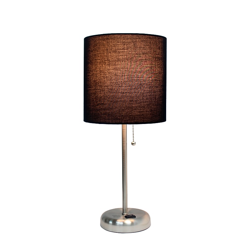 Simple Designs 19.5" LED Table Lamp, Brushed Steel/Black Shade (LT2024-BLK-CCLB) image 1