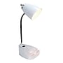 Simple Designs Gooseneck Organizer LED Desk Lamp, 18.50", with iPad Tablet Stand and Charging Outlet, White (LD1057-WHT)~#|#~9393DF94-B3AC-449F-BD199B3348B92992_sc7