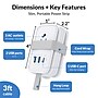 Uncaged Ergonomics 3-Outlet 3-USB Port Power Strip, 3', White (TC-w)~#|#~93951057-16EA-47F6-9C2B8EC76854E275_sc7