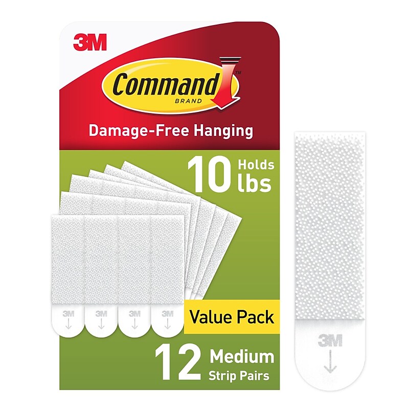 Command Medium Hanging Strips, 10 lb., White, 12/Pack (17204-12ES) image 1