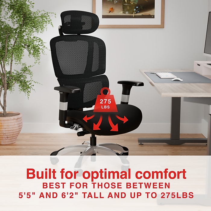 Staples Hyken Pro Ergonomic Fabric Swivel Task Chair, Black