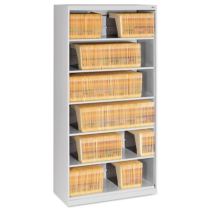 本棚、机、他 Tennsco Open Fixed Shelf Lateral File, Light Gray, 6-Shelf, 75 1/4