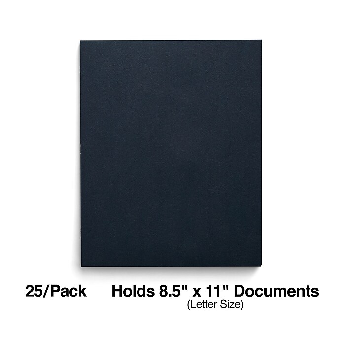 Better Office Products Navy Blue Paper 2 Pocket Folders With Prongs, 50 Pack, Letter Size, 3 Metal Clips