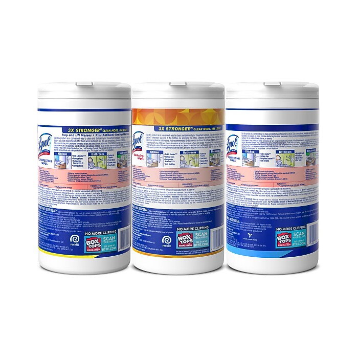 Lysol Disinfecting Wipes, Assorted Scents, 80 Wipes/Canister, 3