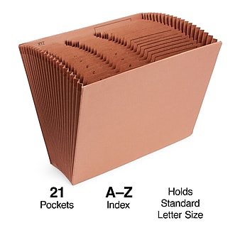 Staples® 10% Recycled Paper Stock Accordion File, Alphabetical Index, 21 Pocket, Letter, Brown (ST119099-CC)