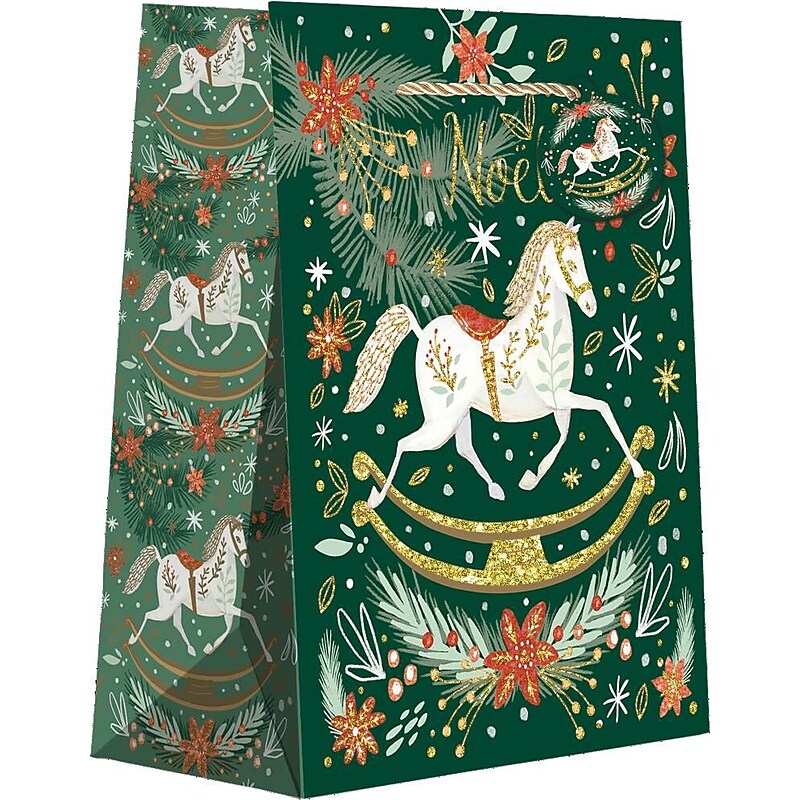 JAM Paper Rocking Horse Noel Small Gift Bags, 120/pack (526BXST6051) image 1