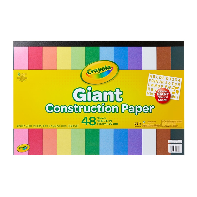 Crayola Project Giant 12" x 18" Construction Paper, Assorted Colors, 48 Sheets/Pack (99-0055 ) image 1