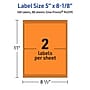Avery Rectangle Multipurpose Labels, 5" x 8-1/8", Bright Orange, 160/Box (94259)~#|#~93C4E6E5-D499-4EB2-B6324B411E9BA3B7_sc7