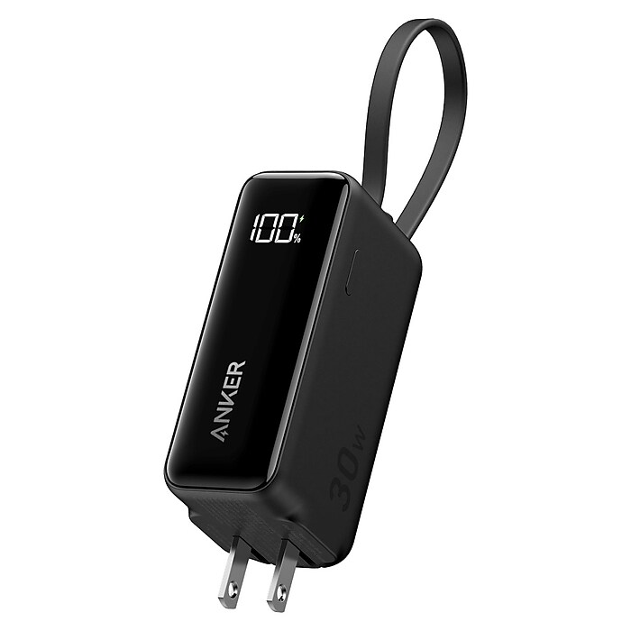 Anker Fusion Built-in USB-C 3-in-1 Power Bank, 5000 mAh, Black