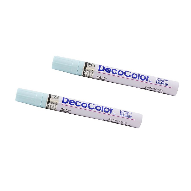 Marvy Uchida DecoColor Opaque Paint Markers, Broad Tip, Pale Blue, 2/Pack (526300PBa) image 1