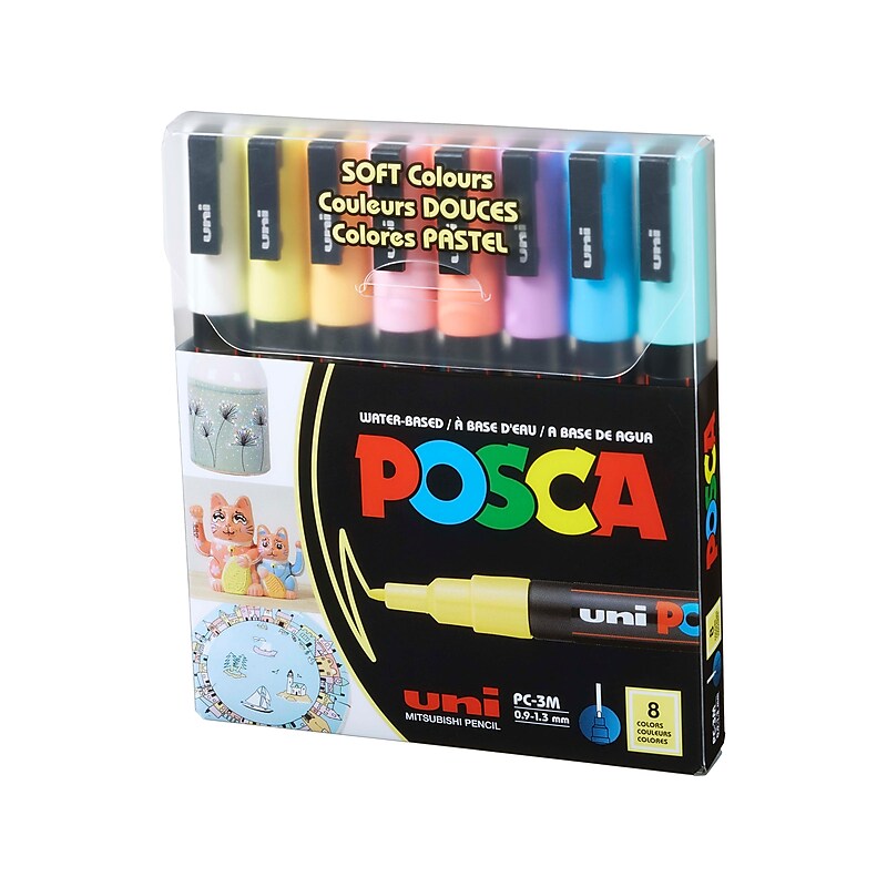 uni-ball Posca PC-3M Paint Markers, Bullet Tip, Assorted Colors, 8/Pack (PC3M8CSOFTCOLORS) image 1