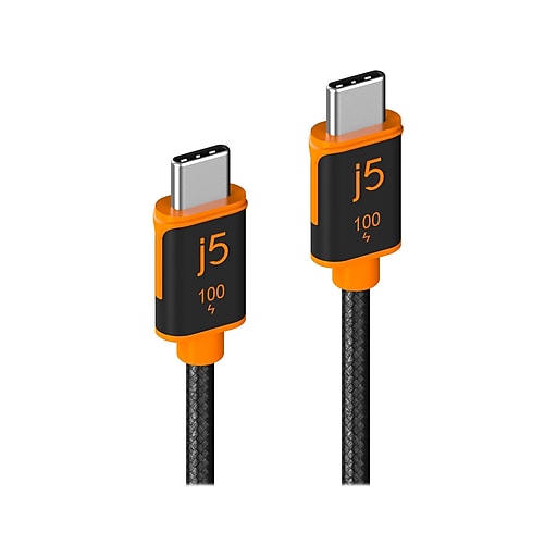 j5create 5.9' USB C to USB C Power Cable, Male to Male, Black