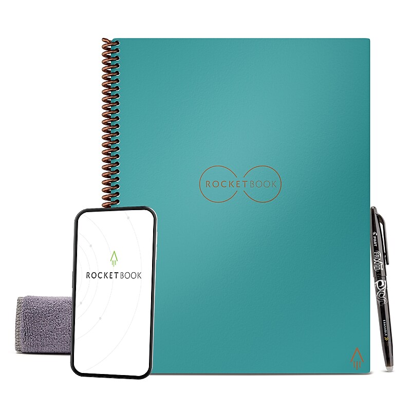 Rocketbook Core Reusable Smart Notebook, 8.5" x 11", Dot-Grid Ruled, 32 Sheets, Teal  (EVR-L-RC-CCE-FR) image 1