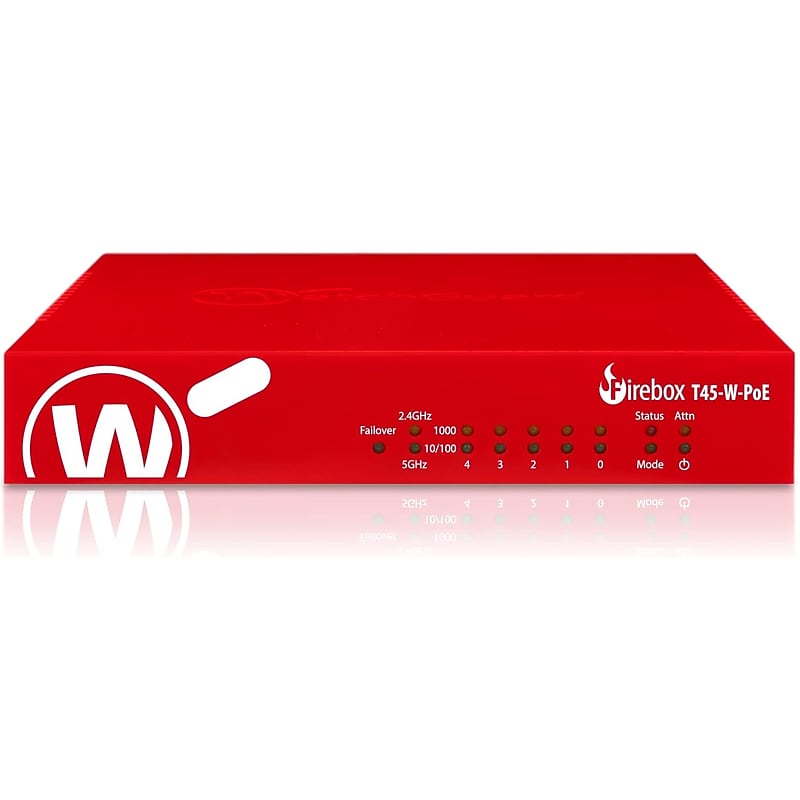 WatchGuard Firebox T45-W-PoE Network Security/Firewall Appliance, 1-Year Total Security Suite, Red (WGT48641-US) image 1