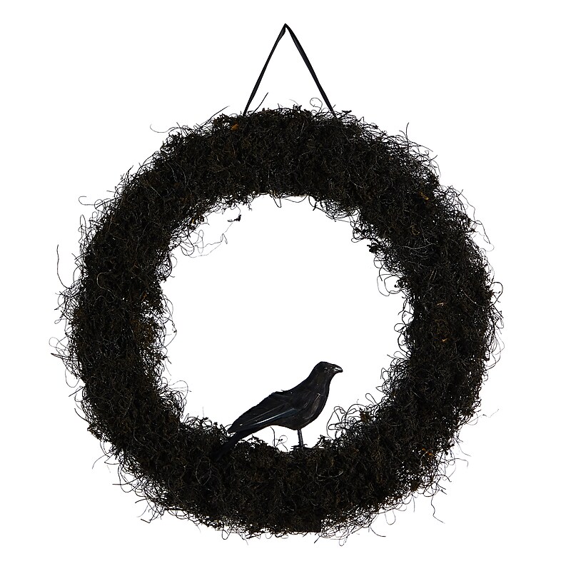 Nearly Natural Halloween Black Raven Twig Wreath, 30" (W1195) image 1