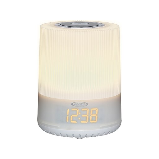 Jensen Mood Lamp Digital Dual Alarm Clock Radio, White (JCR360) Staples