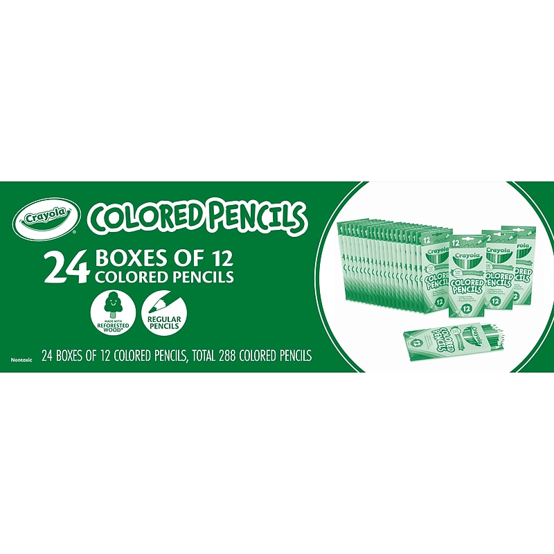 Crayola Colored Pencils Bulk Pack, Assorted Colors, 12/Pack, 24 Packs/Box (68-2133) image 1