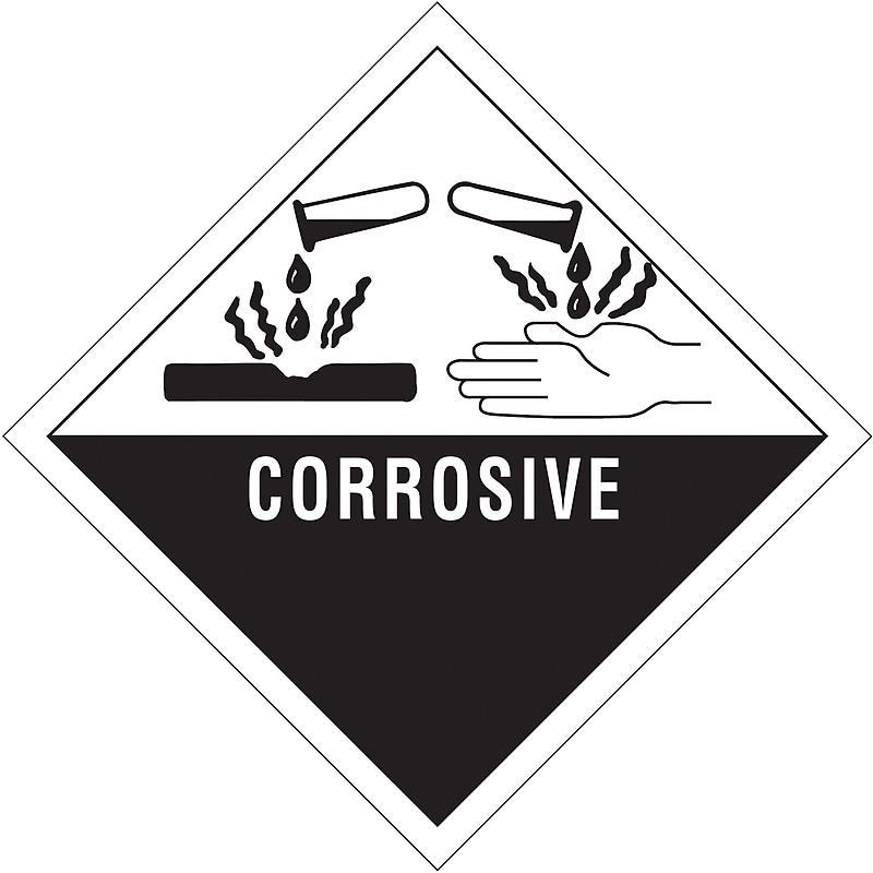 "Corrosive" Labels, Black/White, 4" x 4", 500/Roll (DL5750) image 1