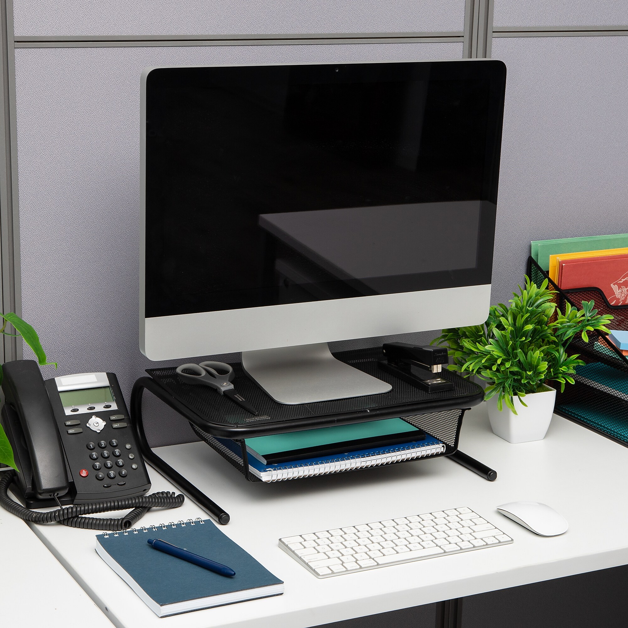 Mind Reader Monitor Stand Ventilated with Paper Tray, Black (MESHKING-BLK) Sansujyuku sansujyuku.com