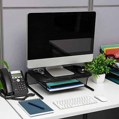 Mind Reader Monitor Stand Ventilated with Paper Tray, Black (MESHKING-BLK) Sansujyuku sansujyuku.com